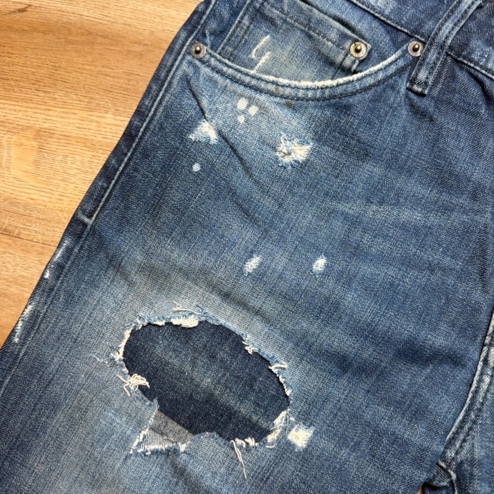 Dsquared2 Slim Jeans Mens 32 Blue Distressed Paint Splatter Patchwork Made Italy - Picture 10 of 16